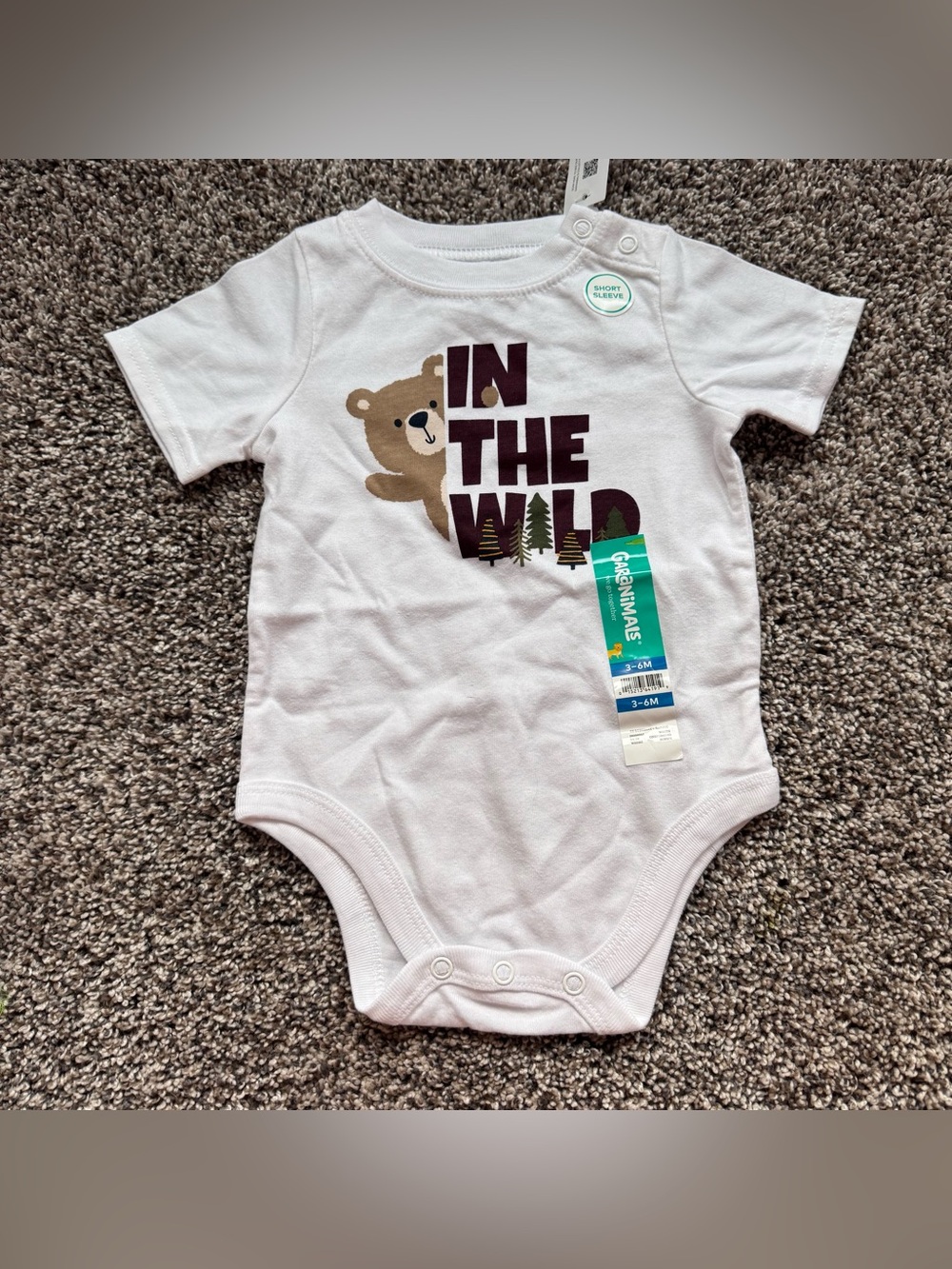 NEW White 'In The Wild' Bear Graphic One-Piece Bodysuit